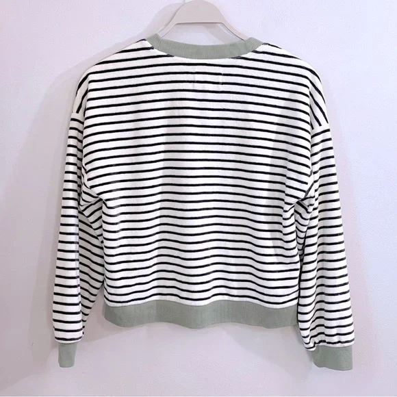 Madewell Black and White Striped Sweatshirt - Picture 4 of 15